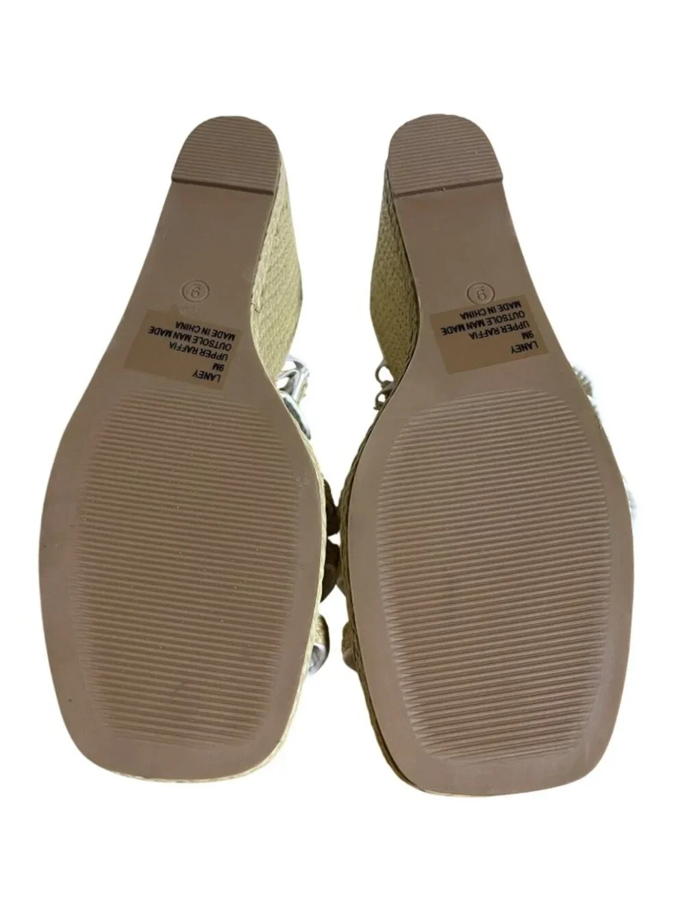 Beach by Matisse Laney Wedge Sandals White Braided Raffia Strappy Square Toe 9